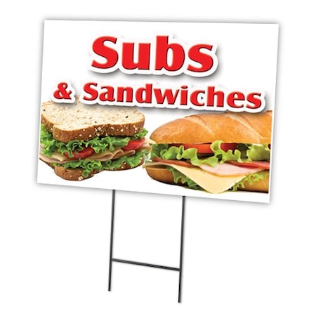 Signmission Subs & Sandwiches Yard Sign & Stake outdoor plastic coroplast window, C-1824 Subs & Sandwiches C-1824 Subs & Sandwiches